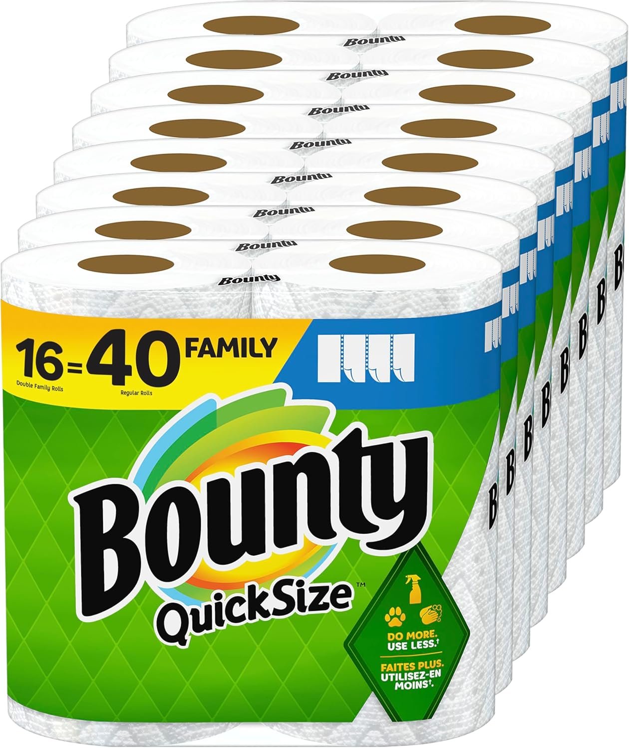 Bounty Quick Size Paper Towels, White, 8 Family Rolls = 20 Regular Rolls