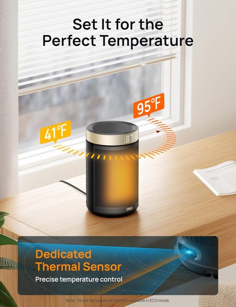 Dreo Space Heater, Portable Electric Heaters for Indoor Use with Thermostat and Remote, 2024 Upgraded, Digital Display, 12H Timer, 5 Mode, 1500W PTC Ceramic Fast Safety Heat for Office Bedroom Home